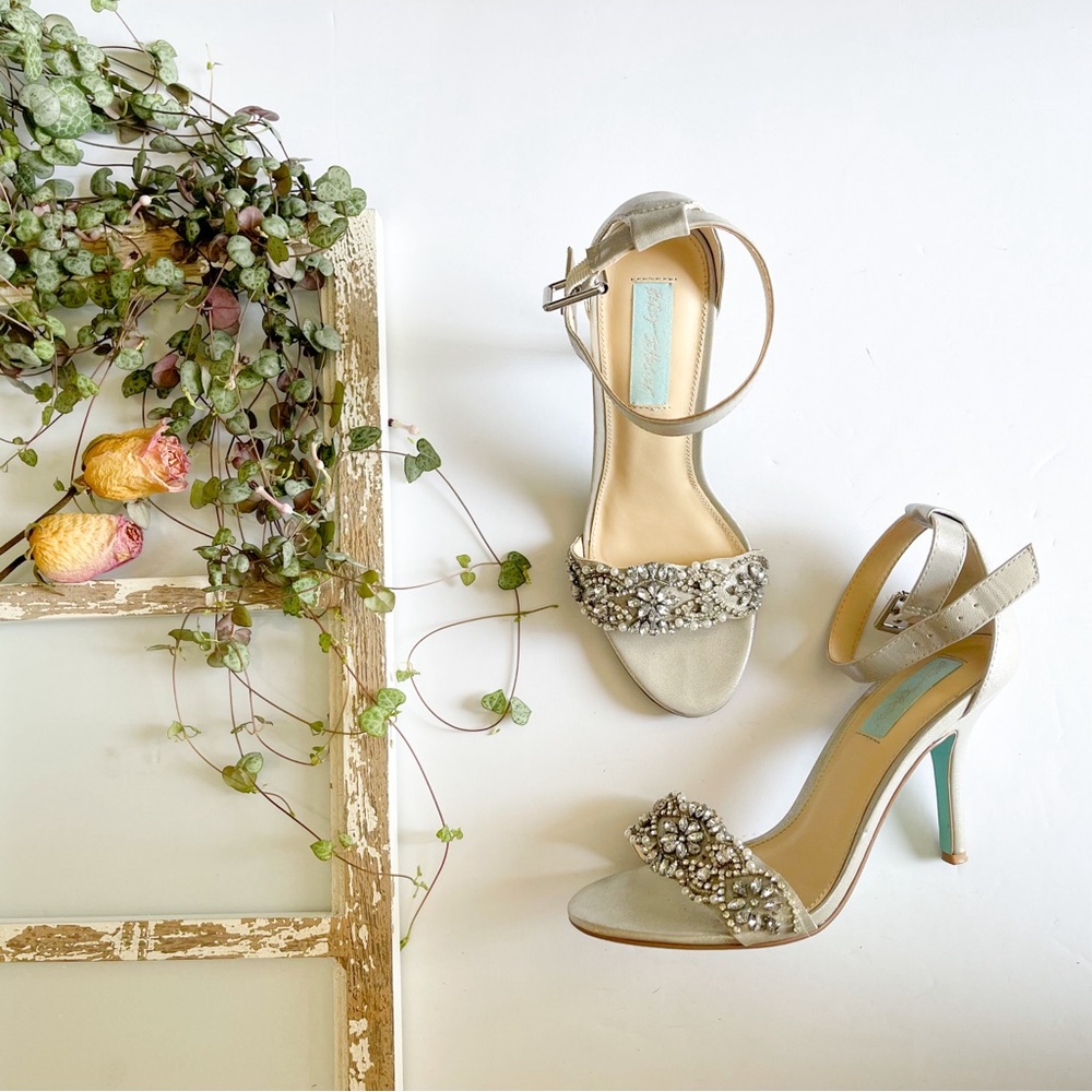 Betsey Johnson Silver Heels with Pearls